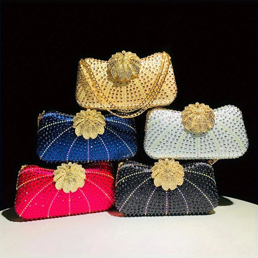 3D floral evening bag, hot diamond elegant box handbag, party ball women's wedding handbag