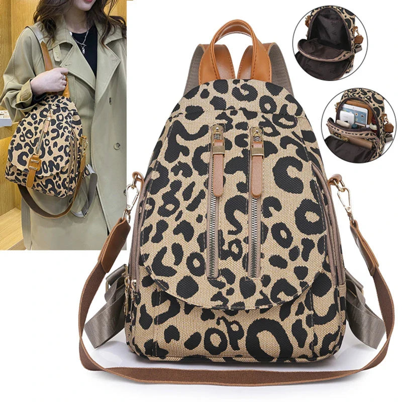 Fashion Girl College School Bag Casual Simple Women Backpack Leopard Book Packbags for Teenage Travel Shoulder Bags Laptop Bag