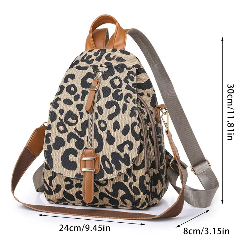 Fashion Girl College School Bag Casual Simple Women Backpack Leopard Book Packbags for Teenage Travel Shoulder Bags Laptop Bag