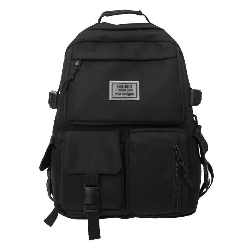 Large-capacity Multi-pocket Men and Women Universal Nylon Leisure Simple Schoolbag Insert Buckle Computer Backpack