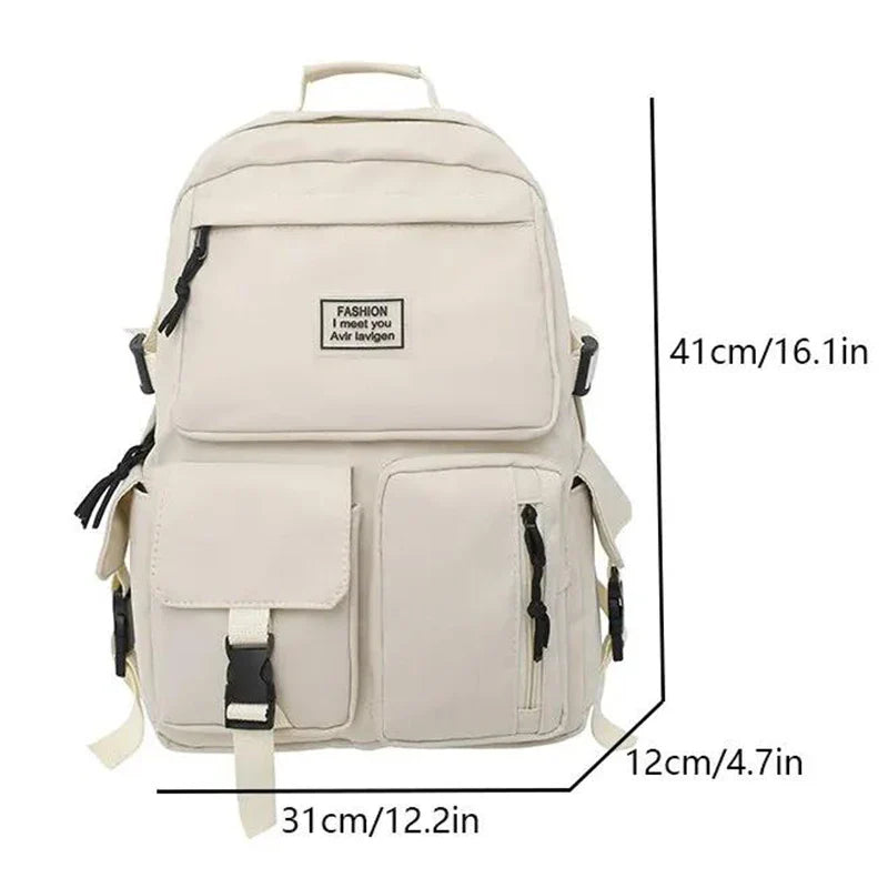 Large-capacity Multi-pocket Men and Women Universal Nylon Leisure Simple Schoolbag Insert Buckle Computer Backpack