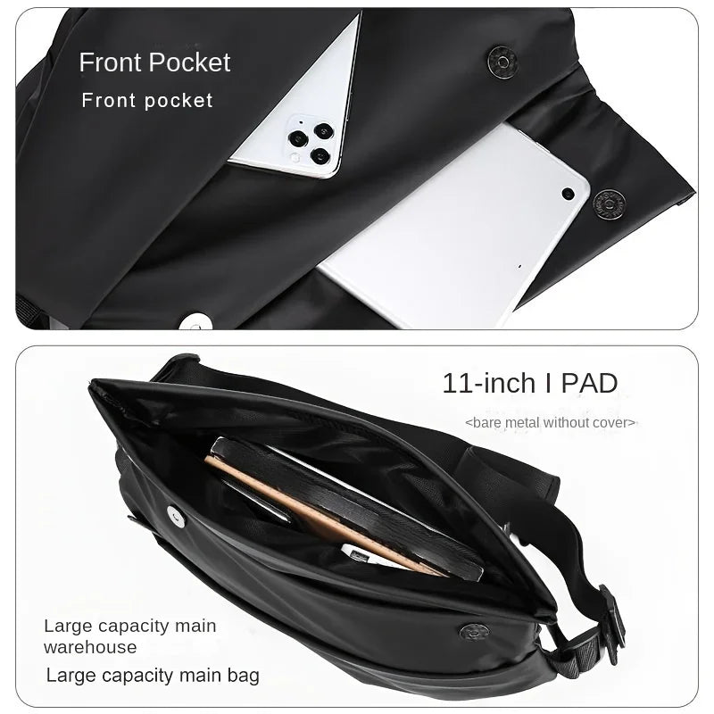 Men's motorcycle crossbody bag with splash proof multifunctional chest bag, super cool crossbody bag