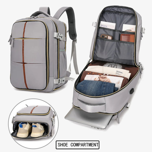 Multifunctional Travel Backpack Luggage Bag with USB Interface Independent Shoe Cabinet Can Board The Plane