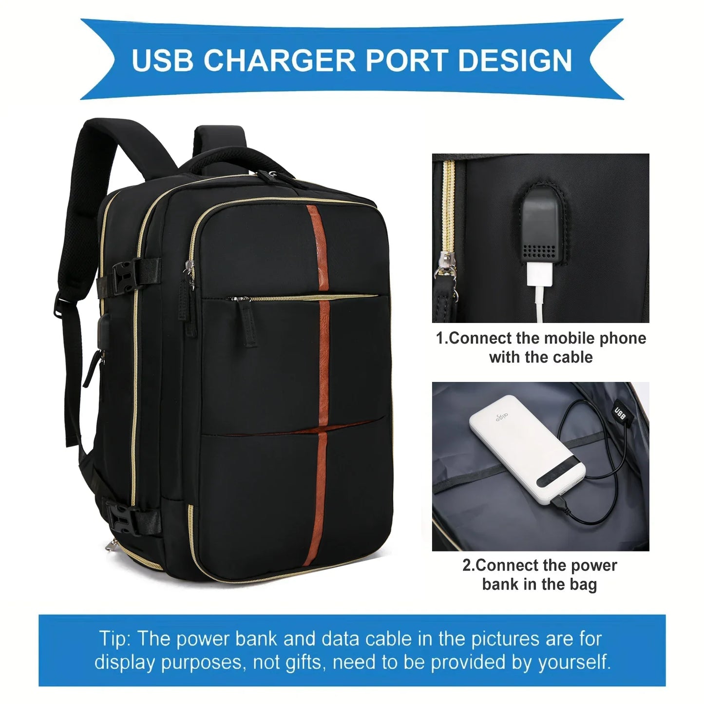 Multifunctional Travel Backpack Luggage Bag with USB Interface Independent Shoe Cabinet Can Board The Plane