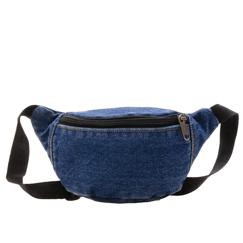 New Children's Mini Waist Bag Denim Belt Fanny Pack for Kids Casual Shoulder Chest Bag Boys Girls Banana Pillow Baby Waist Packs