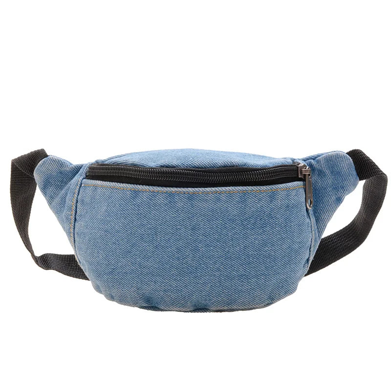 New Children's Mini Waist Bag Denim Belt Fanny Pack for Kids Casual Shoulder Chest Bag Boys Girls Banana Pillow Baby Waist Packs