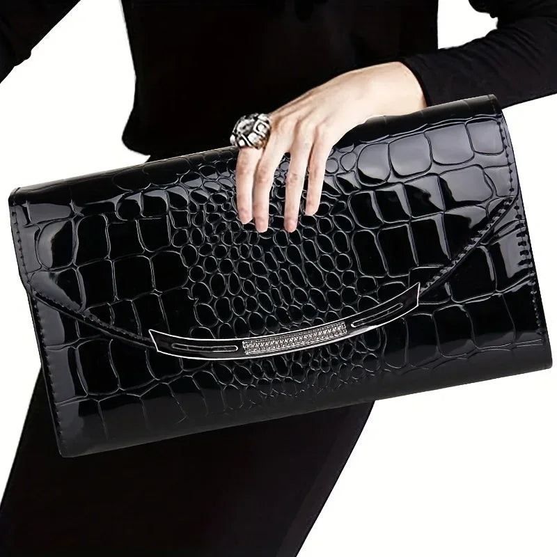 Patent leather women's clutch bag Large capacity clutch bag chain clutch bag Single shoulder straddle bag