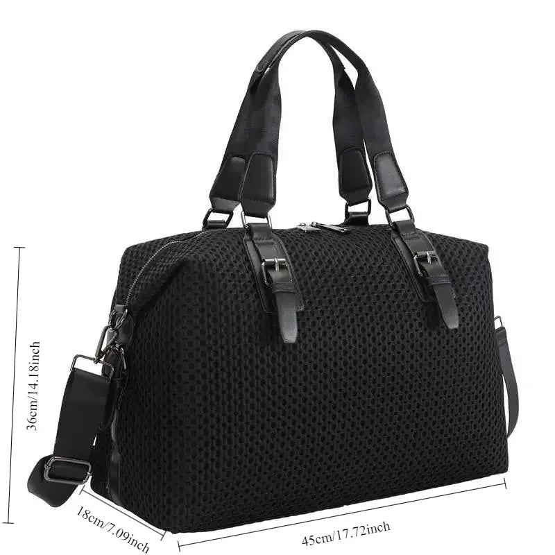 Travel bag, simple and casual, large bag, nylon fabric, mesh fabric, shoulder bag, detachable shoulder strap, crossbody bag