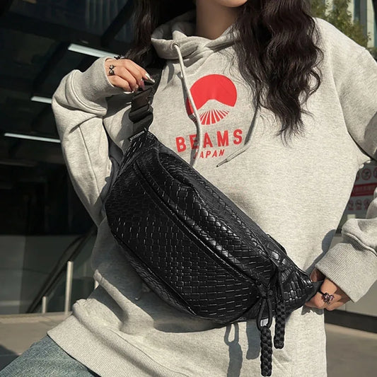 Unisex Waist Bag Large Capacity Fanny Packs Woven pattern Chest Bag Fashion Shoulder Crossbody Bags High-quality Waist Belt Bags