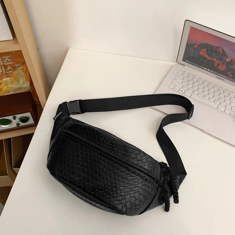 Unisex Waist Bag Large Capacity Fanny Packs Woven pattern Chest Bag Fashion Shoulder Crossbody Bags High-quality Waist Belt Bags