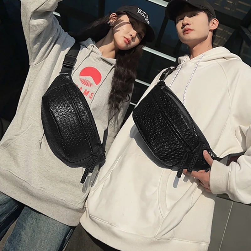 Unisex Waist Bag Large Capacity Fanny Packs Woven pattern Chest Bag Fashion Shoulder Crossbody Bags High-quality Waist Belt Bags