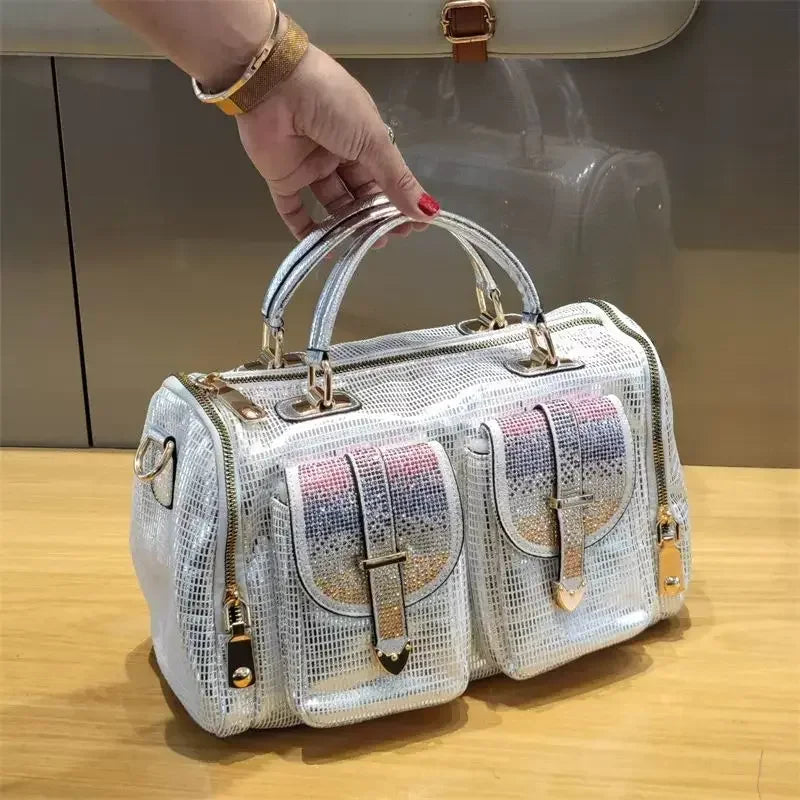 Water Diamond Sequin Bag Fashionable and Elegant Women's Handbag Multi Pocket Large Capacity Single Shoulder Crossbody Bag