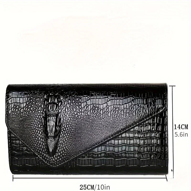 Women's stylish clutch bag Large capacity crocodile print crossbody shoulder bag