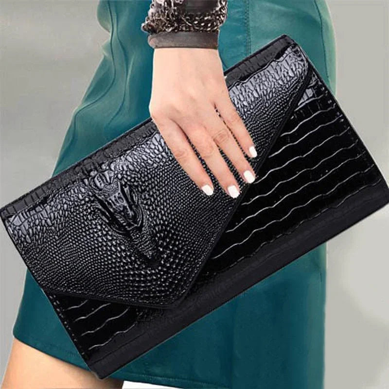 Women's stylish clutch bag Large capacity crocodile print crossbody shoulder bag