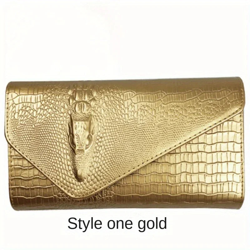 Women's stylish clutch bag Large capacity crocodile print crossbody shoulder bag