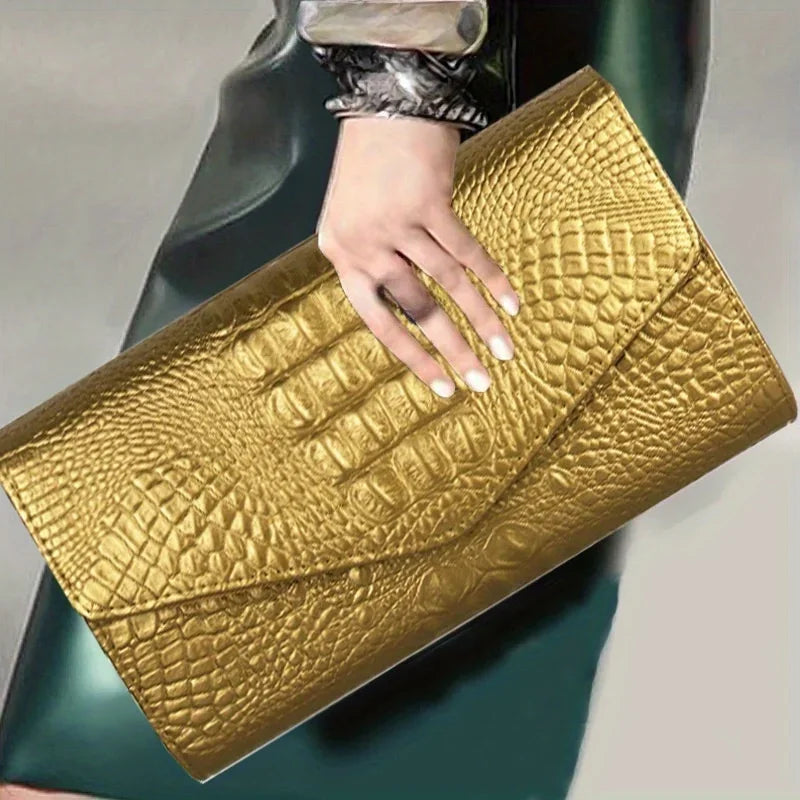 Women's stylish clutch bag Large capacity crocodile print crossbody shoulder bag