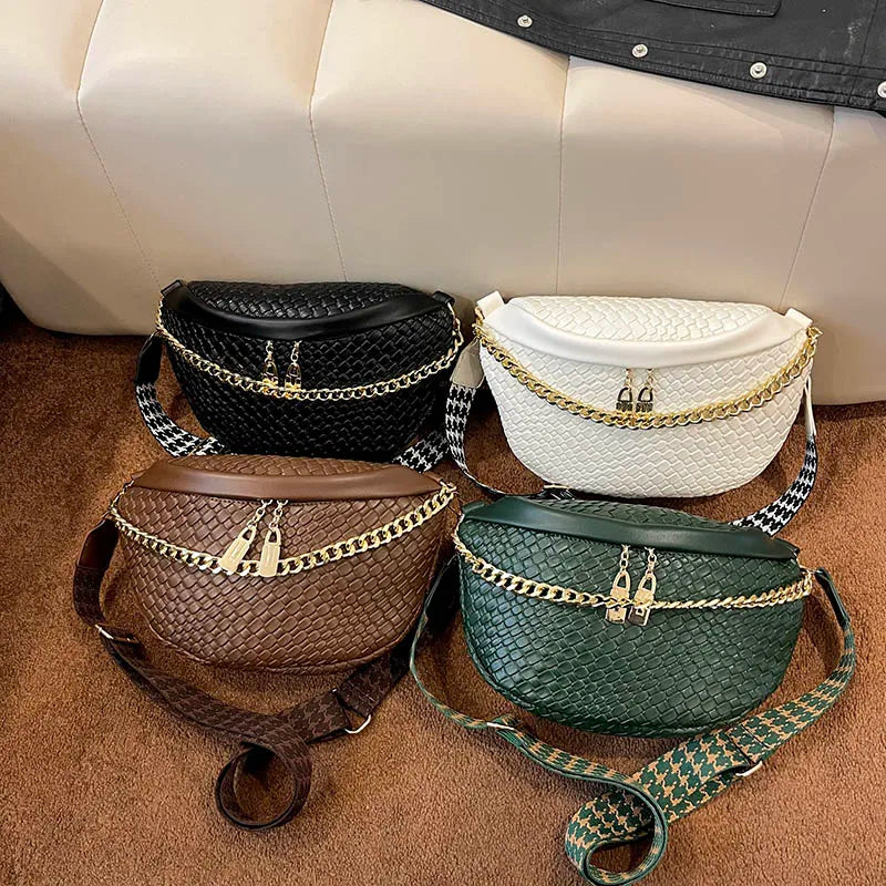 Woven pattern Waist Bag Women Chain Fanny Pack High Quality Chest Bag Fashion Shoulder Bag Female Purses Designer Crossbody Bags