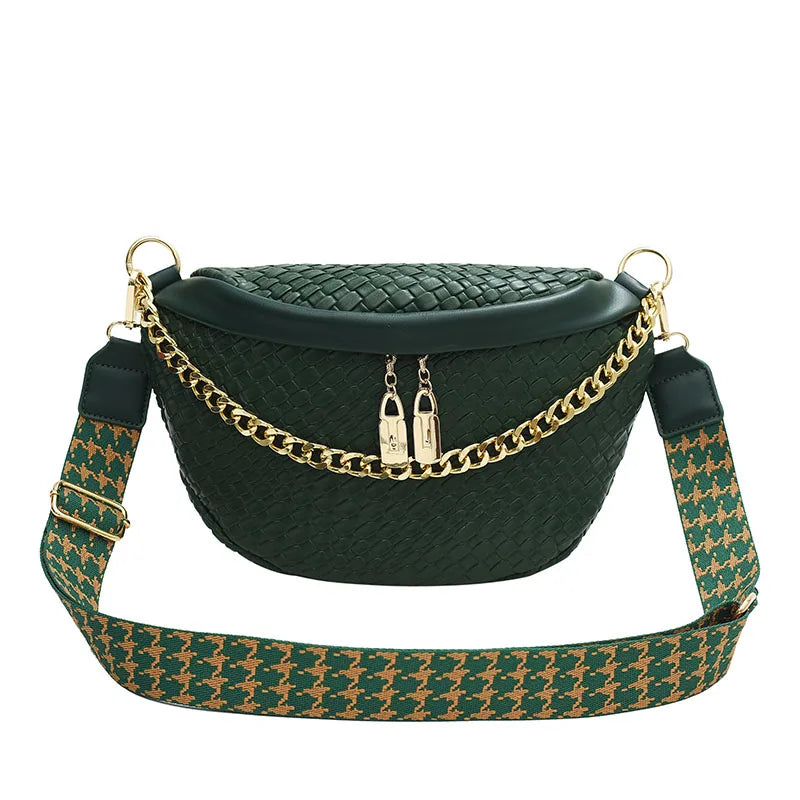 Woven pattern Waist Bag Women Chain Fanny Pack High Quality Chest Bag Fashion Shoulder Bag Female Purses Designer Crossbody Bags