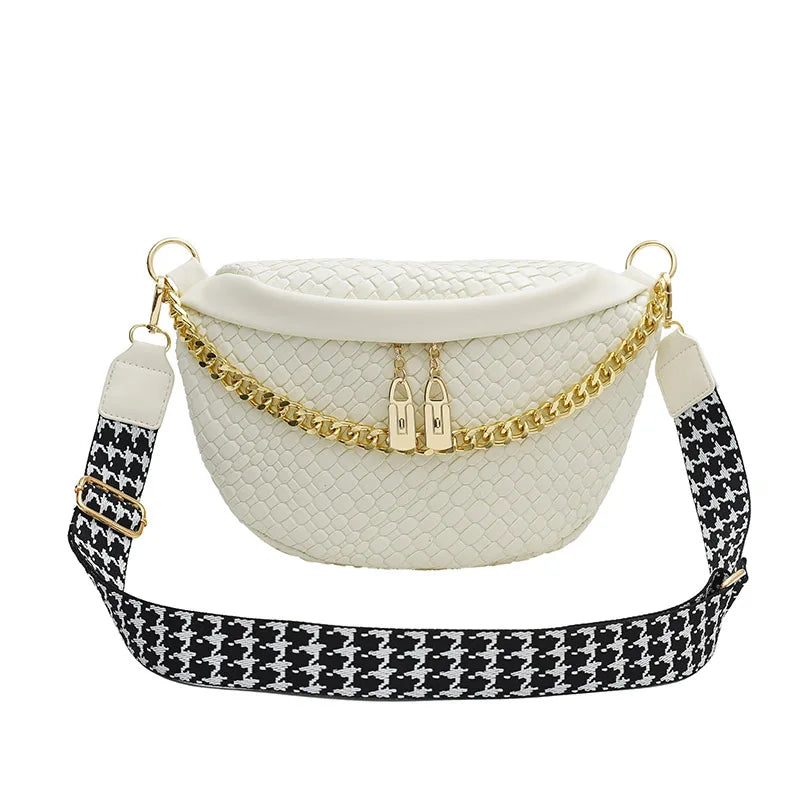 Woven pattern Waist Bag Women Chain Fanny Pack High Quality Chest Bag Fashion Shoulder Bag Female Purses Designer Crossbody Bags