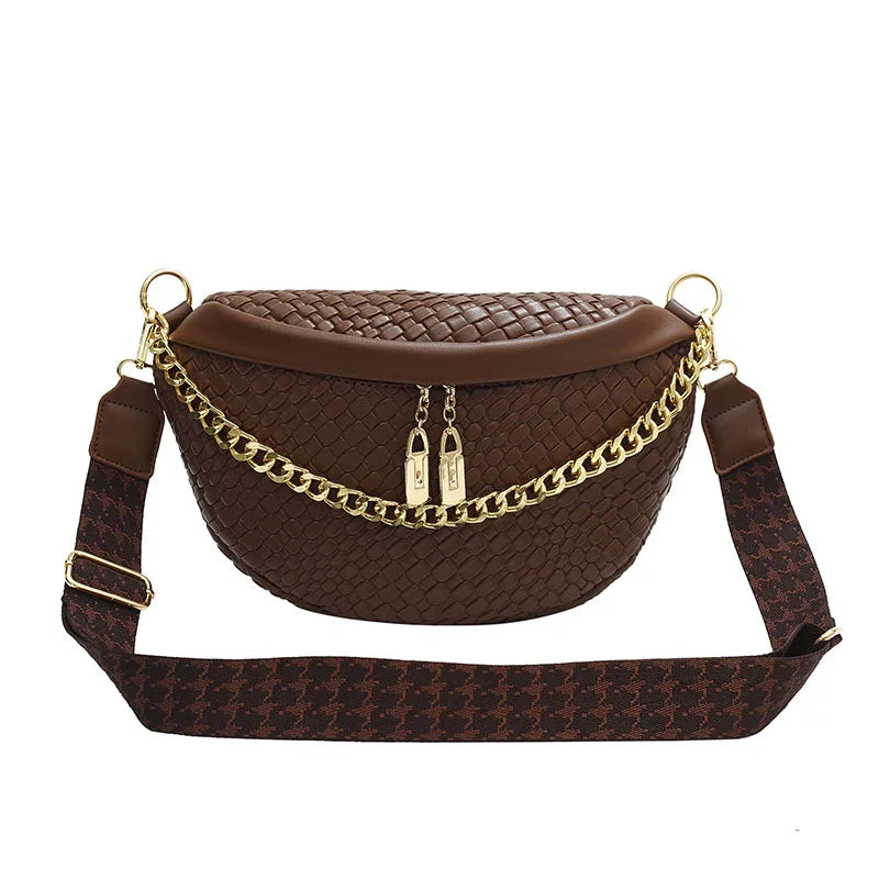 Woven pattern Waist Bag Women Chain Fanny Pack High Quality Chest Bag Fashion Shoulder Bag Female Purses Designer Crossbody Bags