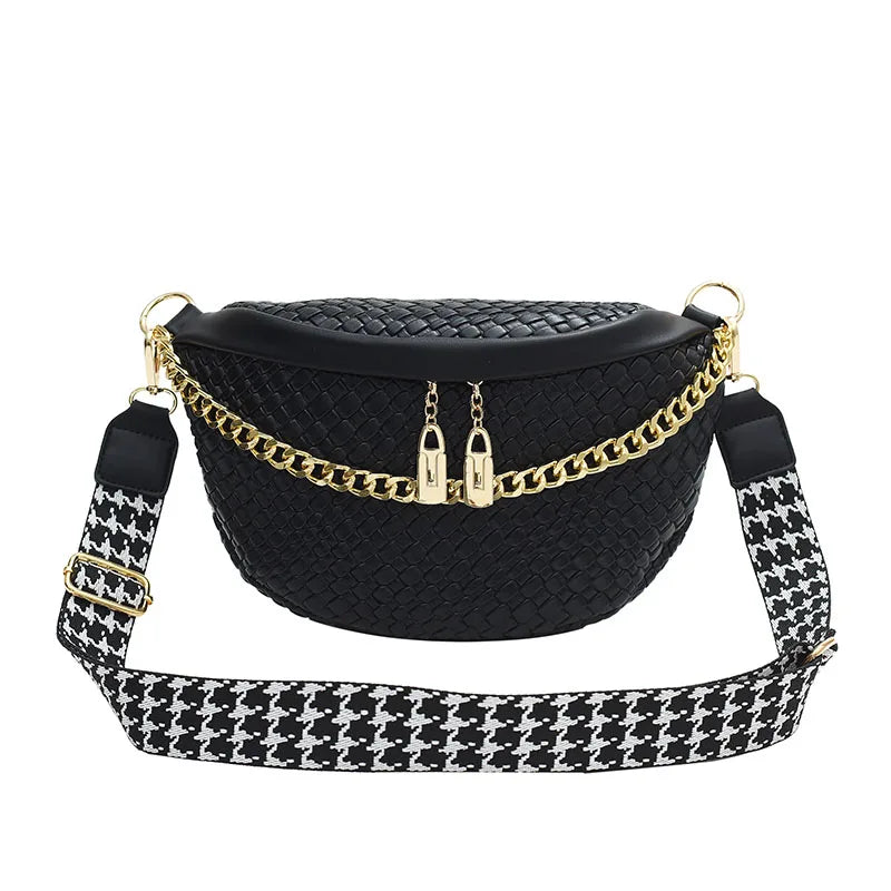 Woven pattern Waist Bag Women Chain Fanny Pack High Quality Chest Bag Fashion Shoulder Bag Female Purses Designer Crossbody Bags